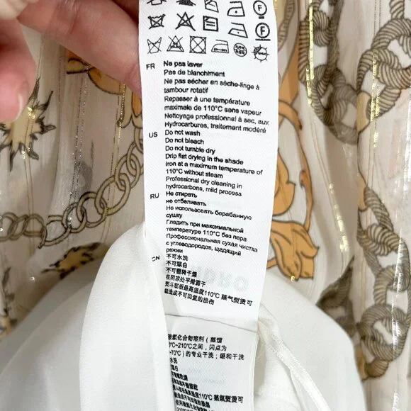 NWT Sandro Valldemossa Metallic Scarf Print Cutout Maxi Dress 36 - Picture 11 of 14